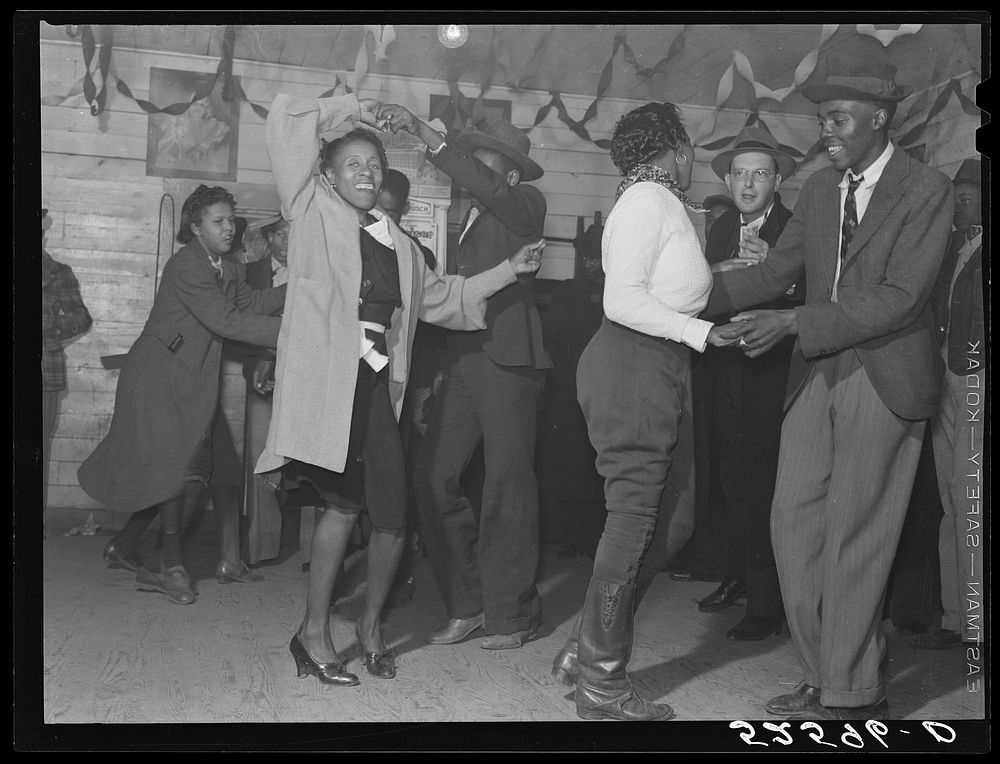 Jitterbugging in  juke joint, Saturday evening, outside Clarksdale, Mississippi Delta. Sourced from the Library of Congress.