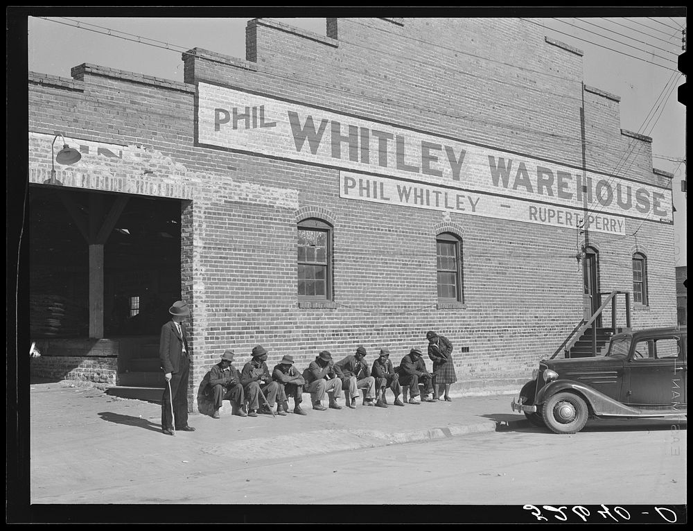 Tobacco auction warehouse. Wendell, Wake County, North Carolina. Sourced from the Library of Congress.