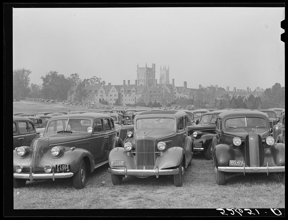 Cars parked field Duke University Free Photo rawpixel