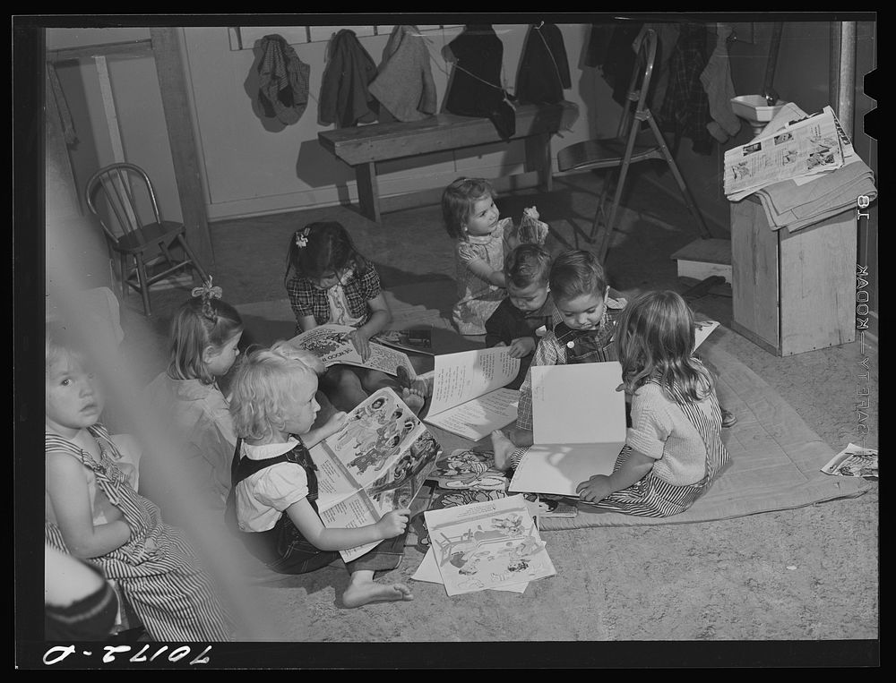 [Untitled photo, possibly related to: Children in the nursery school at the FSA (Farm Security Administration) farm family…