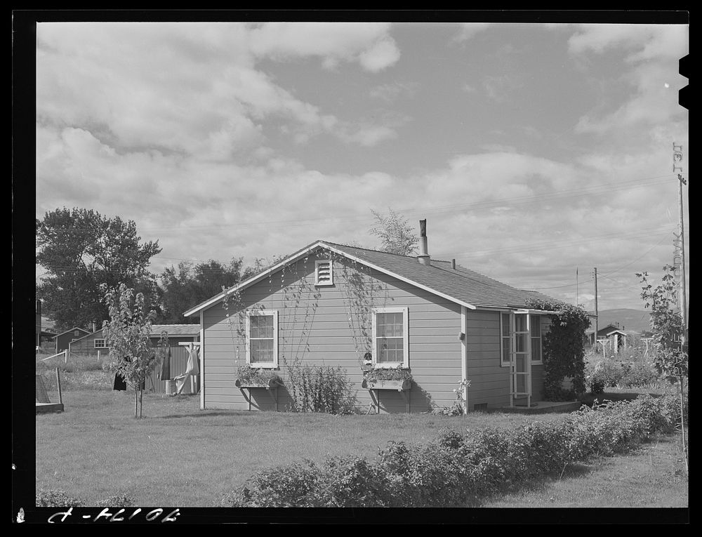 House for permanent farm workers at the FSA (Farm Security Administration) farm family migratory labor camp. Yakima…