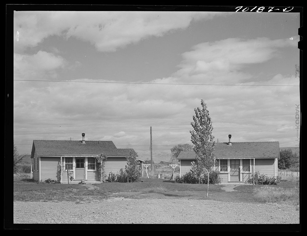 Houses for permanent farm workers at the FSA (Farm Security Administration) farm family migratory labor camp. Yakima…