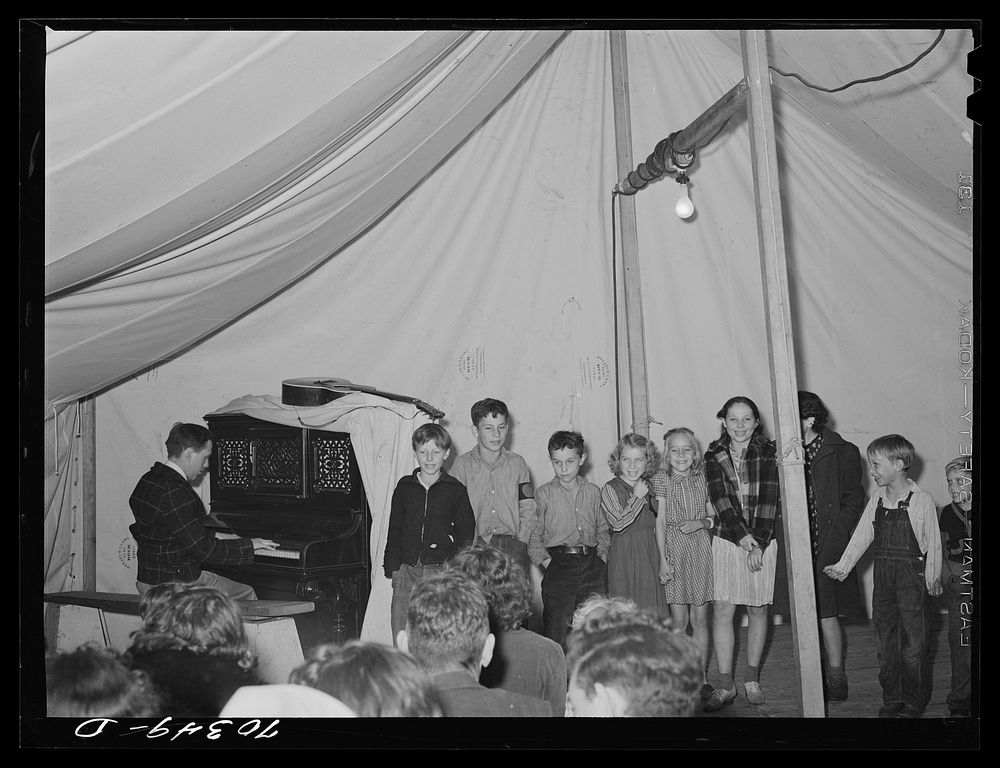 [Untitled photo, possibly related to: Amateur night performers. FSA (Farm Security Administration) mobile camp for migratory…