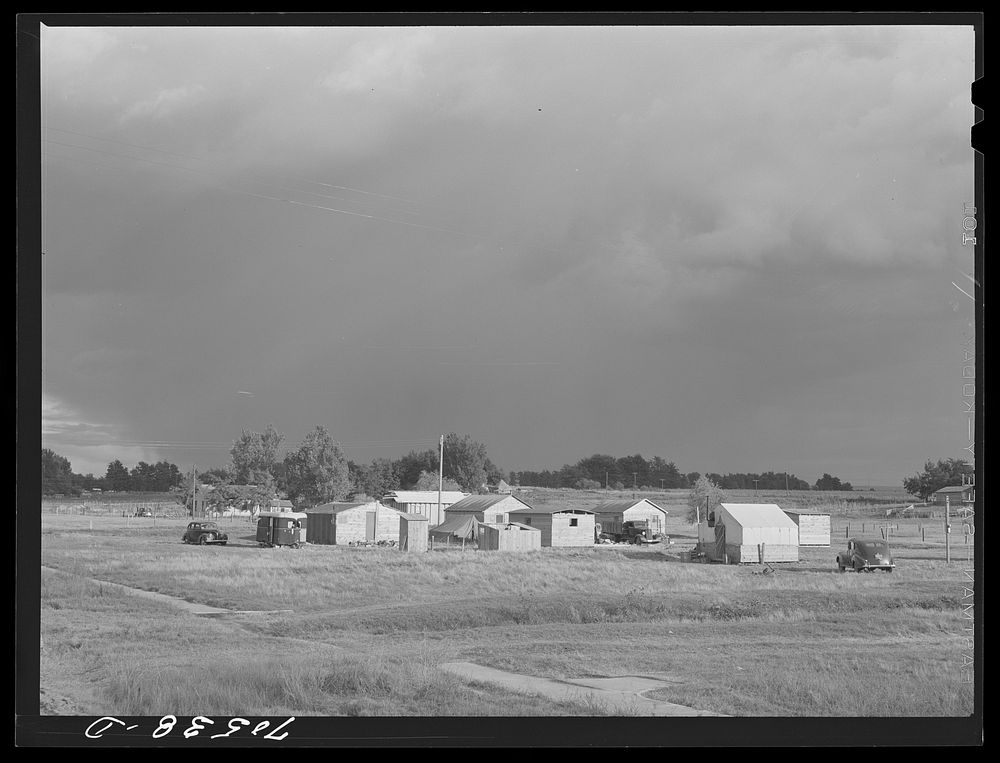 Cluster of housing units for workmen and their families. Stanfield, Oregon by Russell Lee