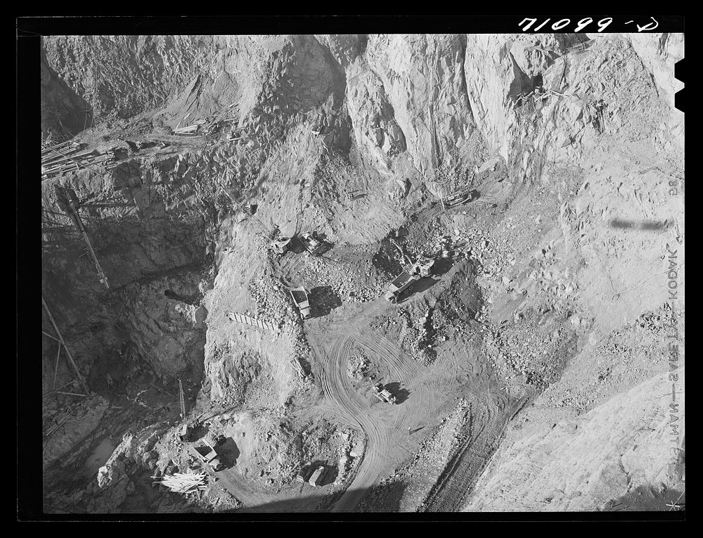 Excavation work at Shasta Dam. Shasta County, California by Russell Lee