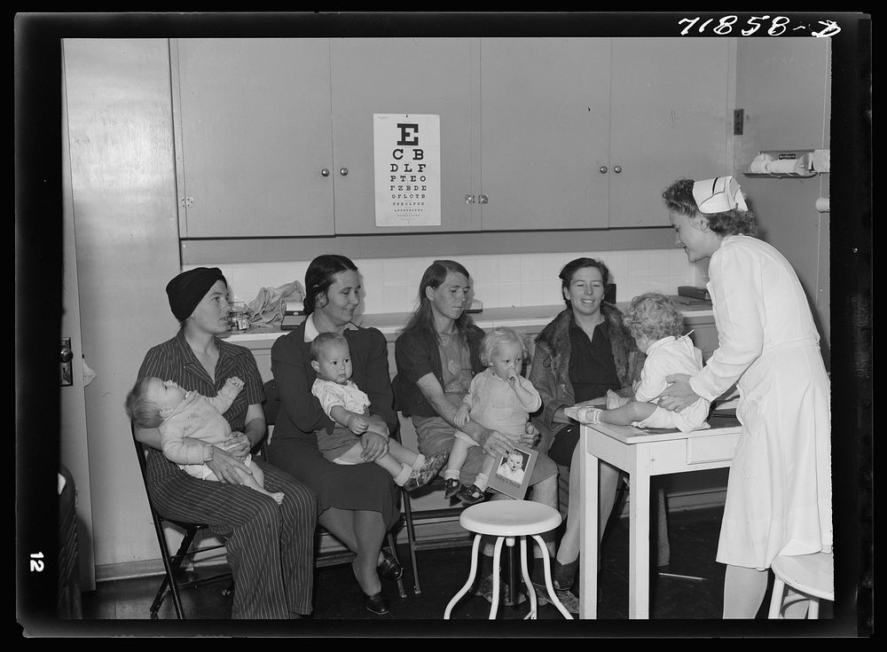 At the well baby clinic at the Cairns General Hospital at the FSA (Farm Security Administration) farm workers' community.…
