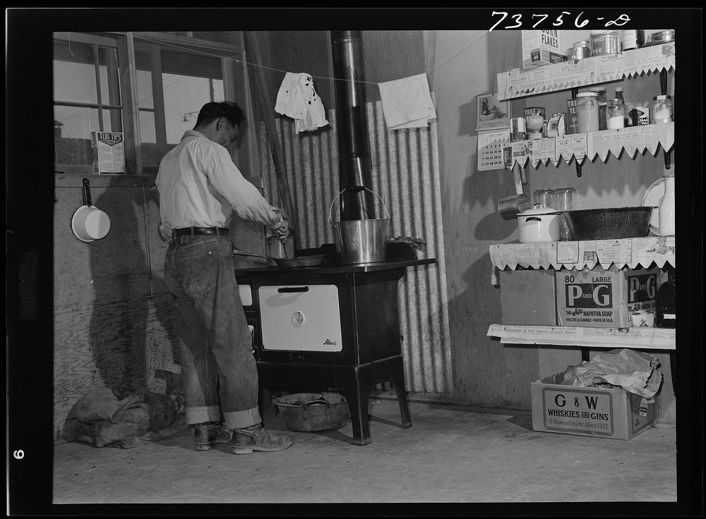 Twin Falls, Idaho. FSA (Farm Security Administration) farm workers' camp. Japanese farm worker who lives at the camp by…