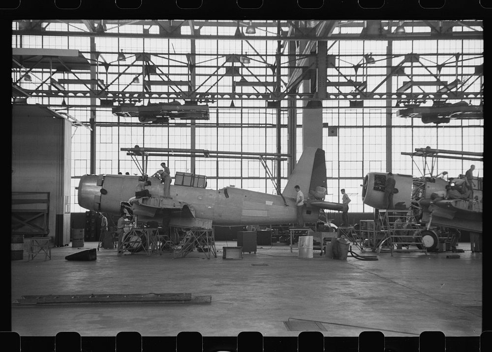 Nashville, Tennessee. Vultee Aircraft Company. Final assembly of the Vengeance (V72) bomber. Sourced from the Library of…
