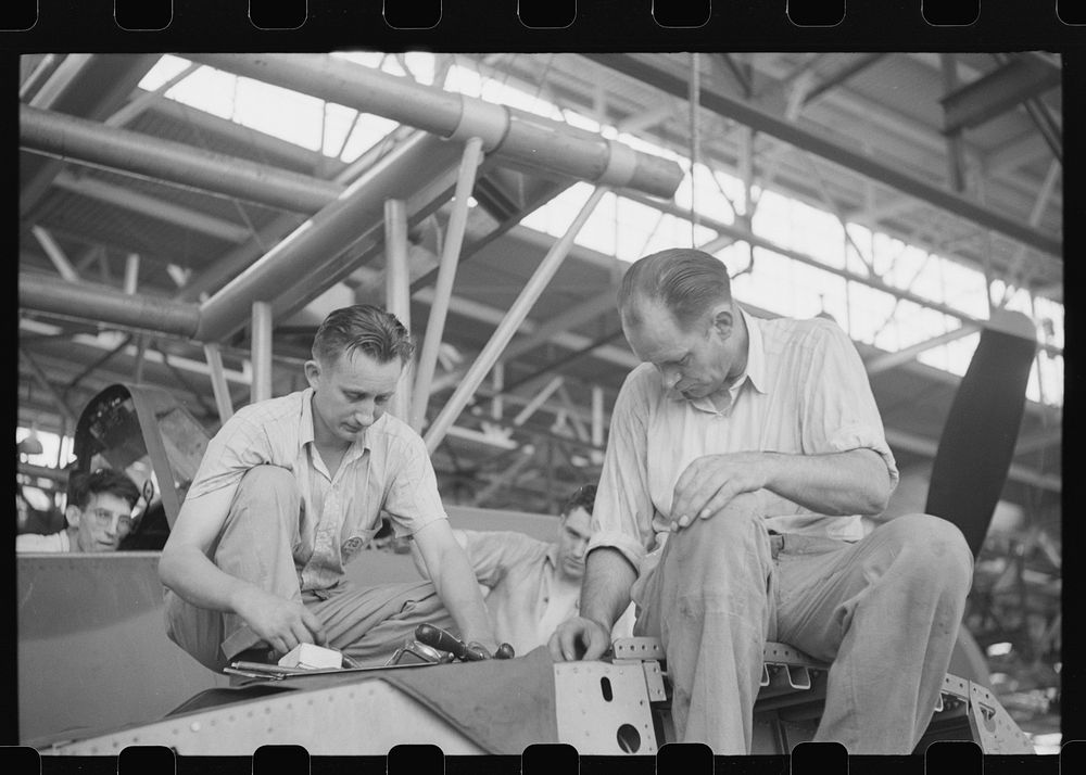 Nashville, Tennessee. Vultee Aircraft Company. Final assembly of the Vengeance (V72) bomnber. Sourced from the Library of…