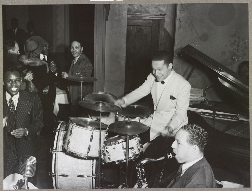 "Red" Sounders [i.e. Saunders], drummer, and his band at the Club DeLisa, Chicago, Illinois. Sourced from the Library of…