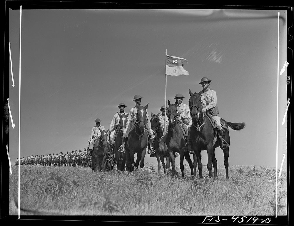 Fort Riley, Kansas. G troop of the 10th Cavalry brigade. Sourced from the Library of Congress.