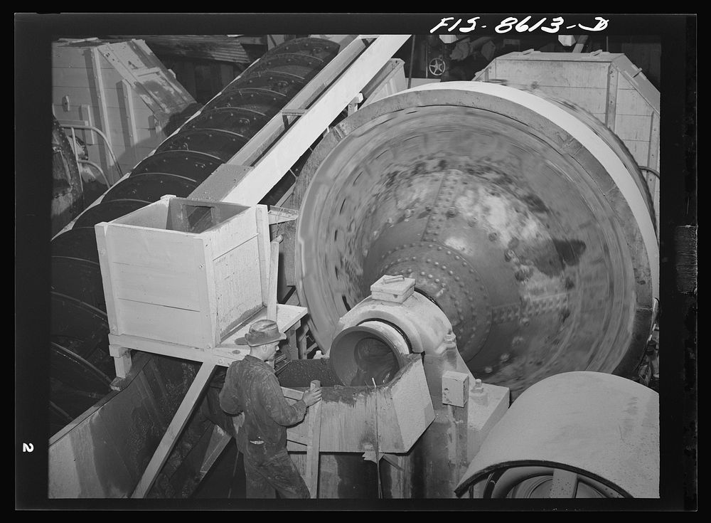 Anaconda smelter, Montana. Anaconda Copper Mining Company. Hardinge ballmill where the copper ore is ground to the…