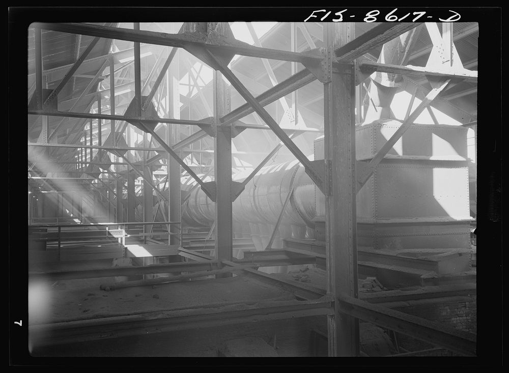 Anaconda smelter, Montana. Anaconda Copper Mining Company. Flues atop the battery of roasting furnaces; the sulphurous and…