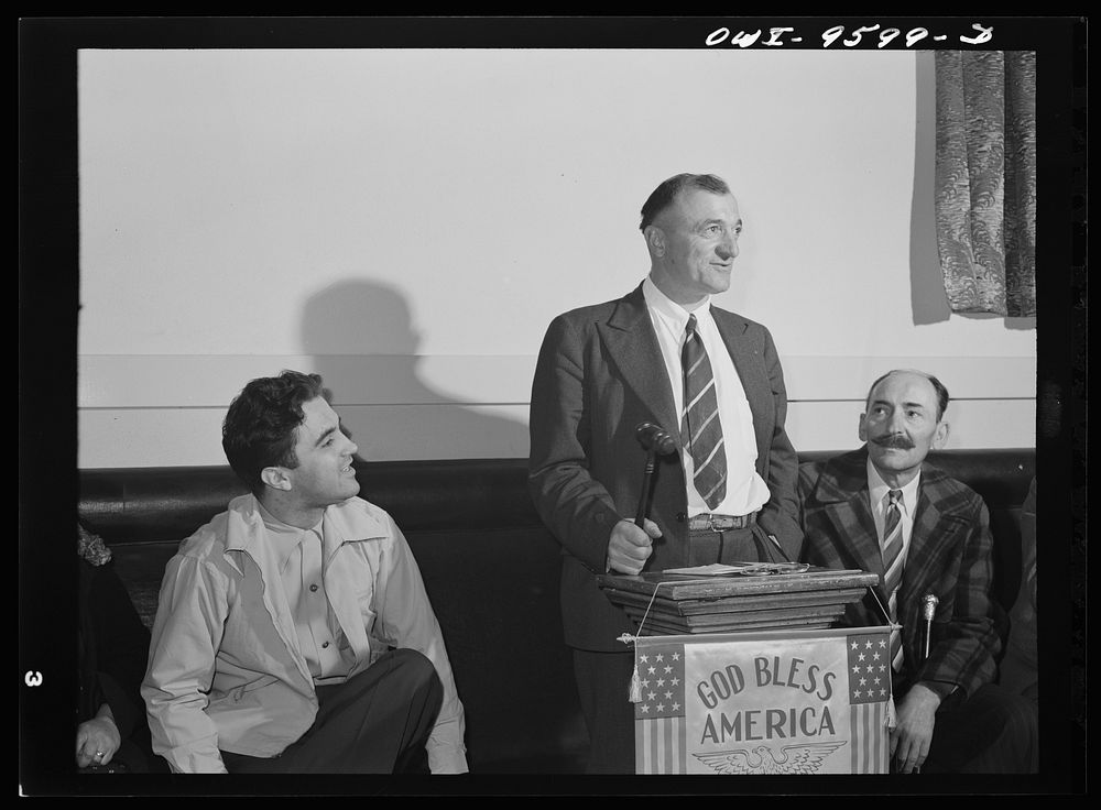 [Untitled photo, possibly related to: Butte, Montana. Officers of the Serbian-American society at a meeting] by Russell Lee