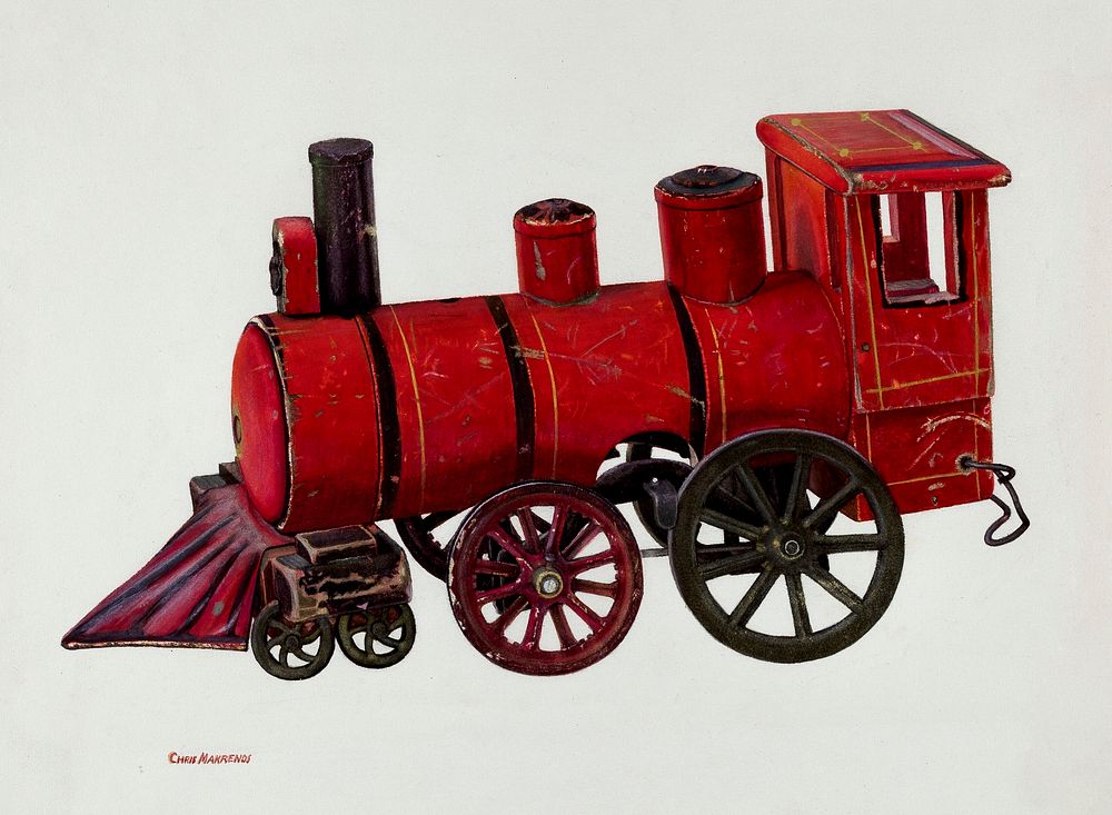Toy Locomotive (1935&ndash;1942) by Chris Makrenos. Original from The National Gallery of Art. Digitally enhanced by…