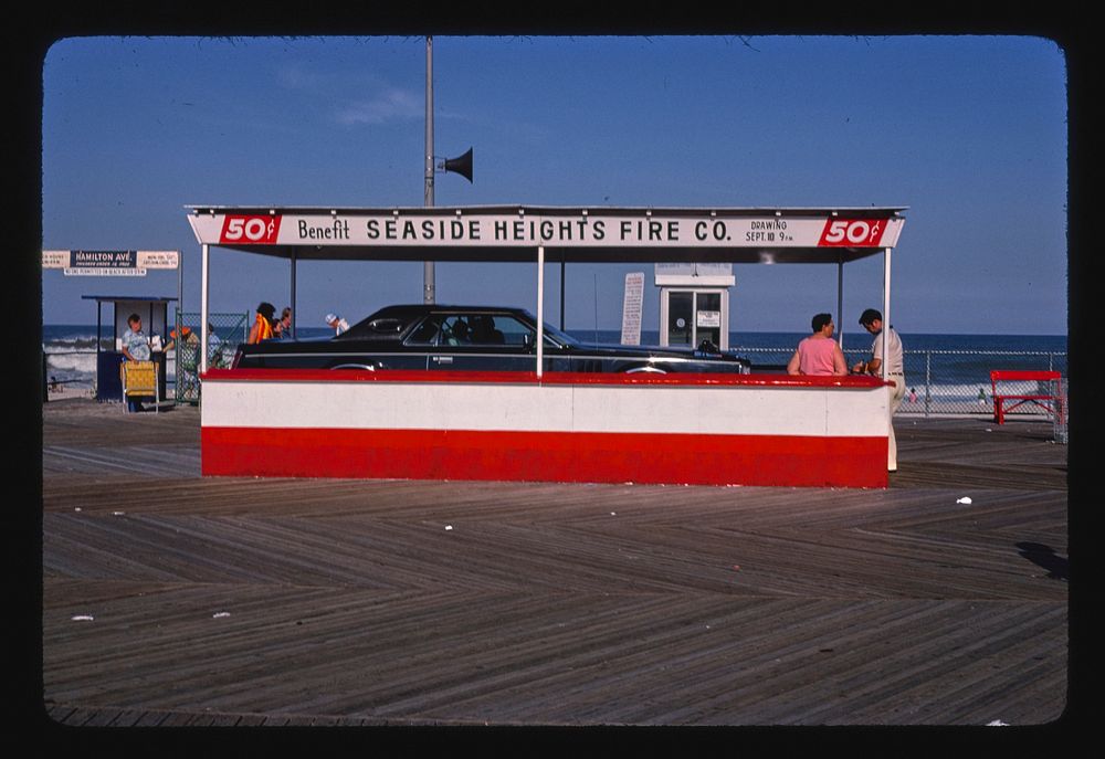 Boardwalk car raffle, Seaside Heights, New Jersey (1978) photography in high resolution by John Margolies. Original from the…