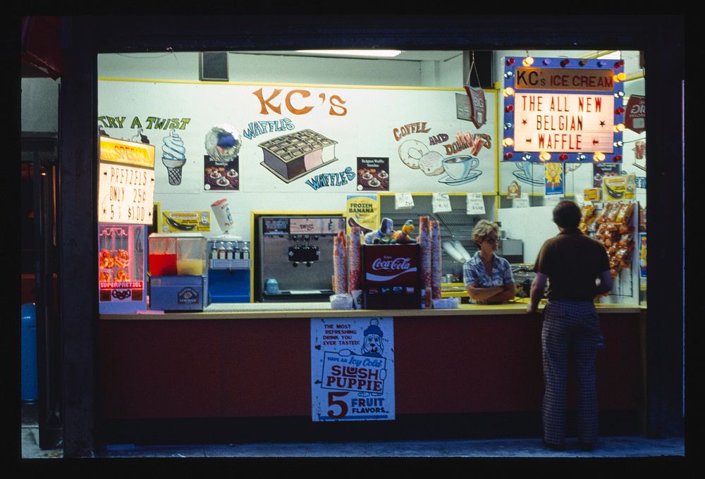 Boardwalk store food, Wildwood, New Jersey (1978) photography in high resolution by John Margolies. Original from the…