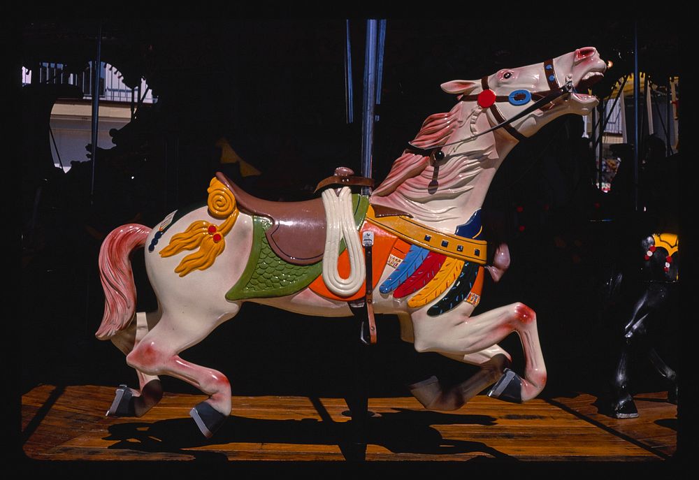 Carousel horse, Sportland pier, Wildwood, New Jersey (1978) photography in high resolution by John Margolies. Original from…