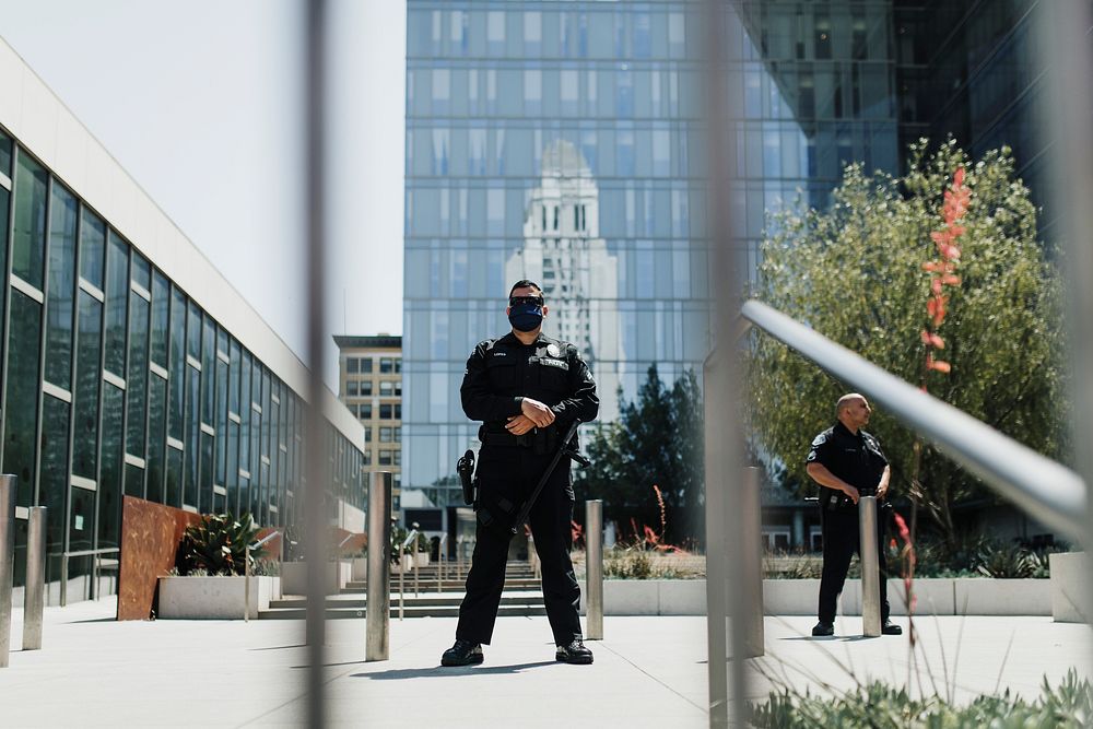 Police in the streets during the black Lives Matter protest in downtown Los Angeles.4 JUN, 2020, LOS ANGELES, USA