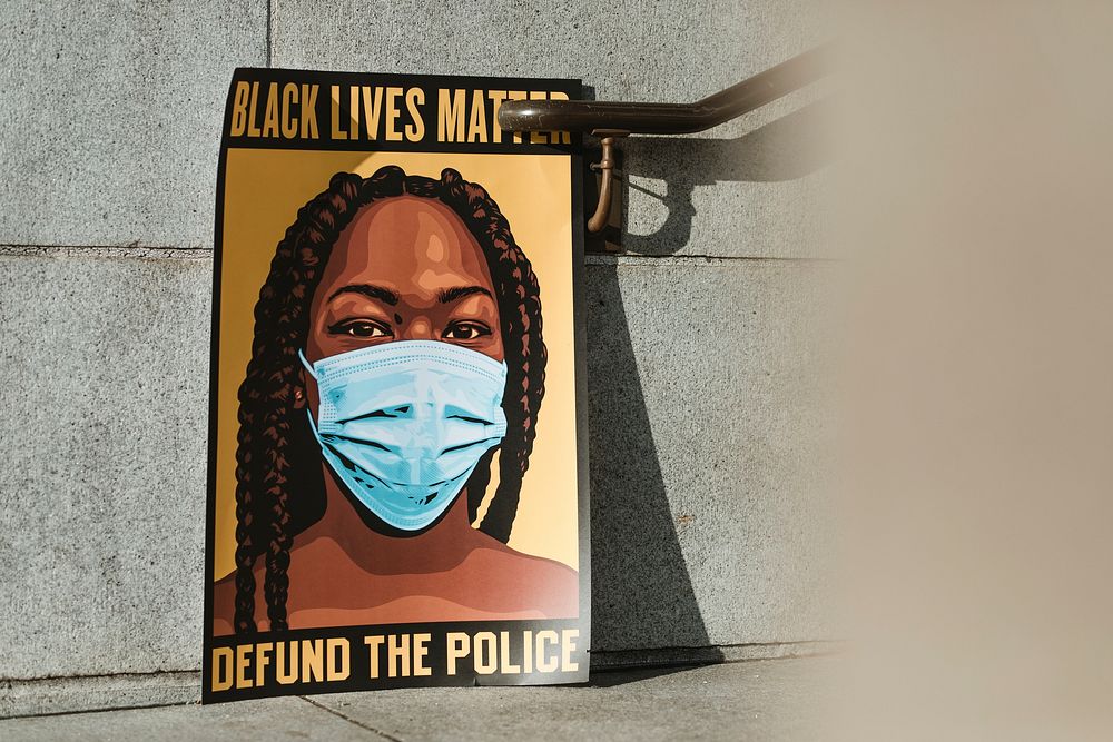Black Lives Matter poster in downtown Los Angeles. 1 JUL, 2020, LOS ANGELES, USA