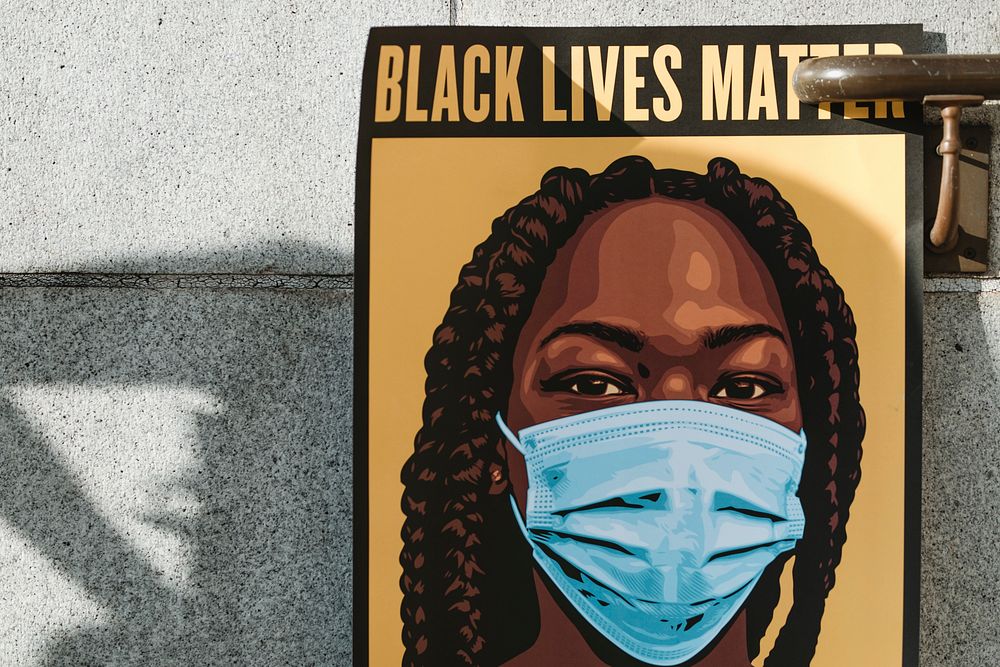 Black Lives Matter poster in downtown Los Angeles. 1 JUL, 2020, LOS ANGELES, USA