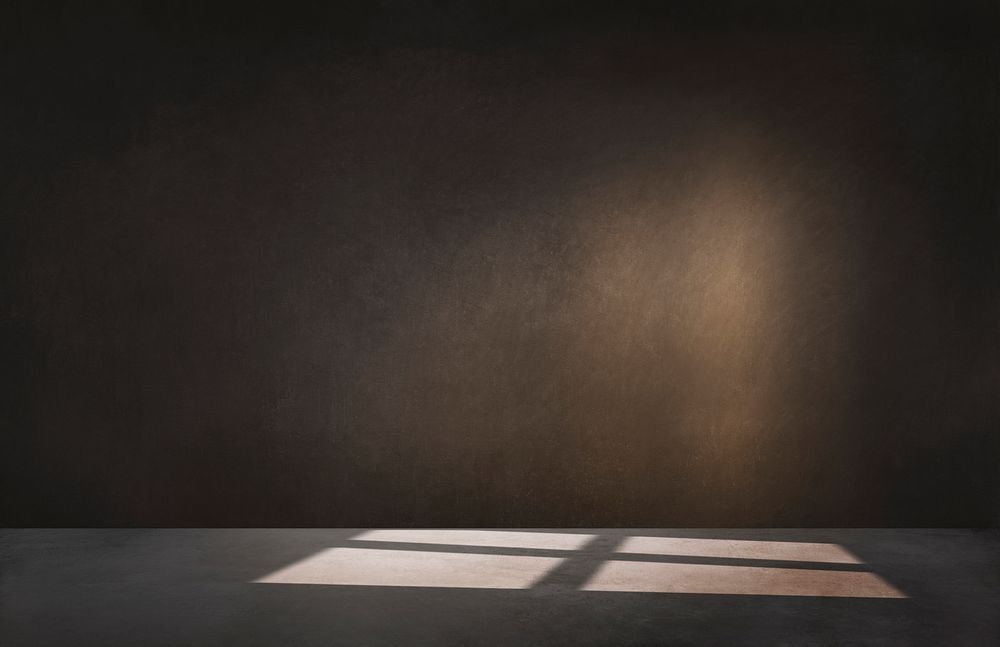 Dark brown wall in an empty room with concrete floor