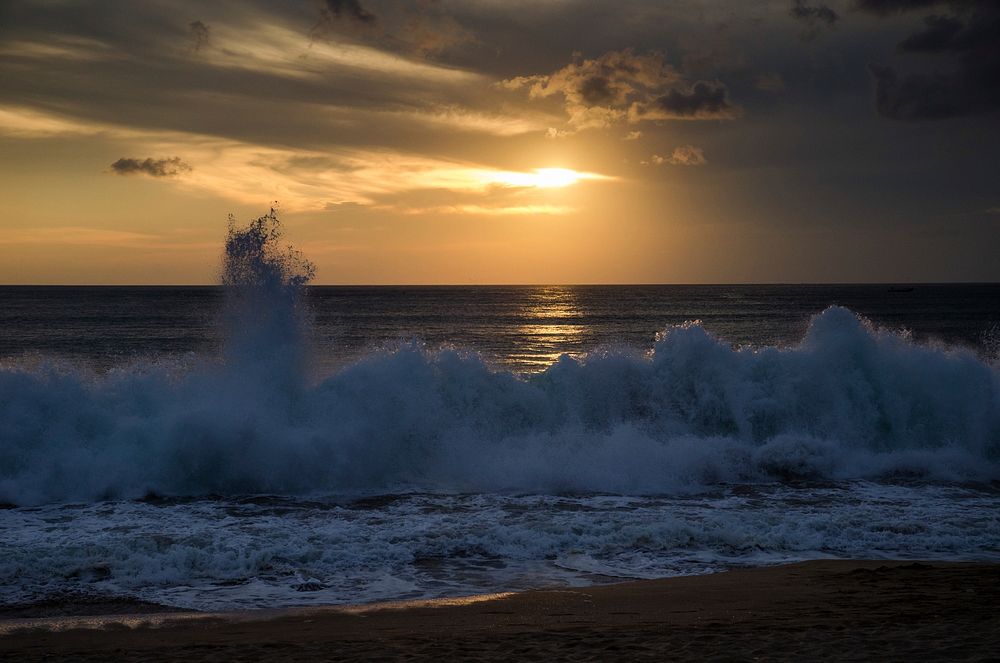 Sea Shore Beach Clouds Evening Dusk 