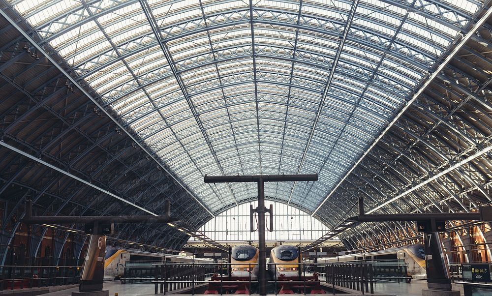 Free large train station image, public domain CC0 photo.