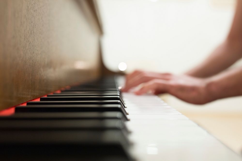 Free playing piano image, public domain musical instrument CC0 photo.