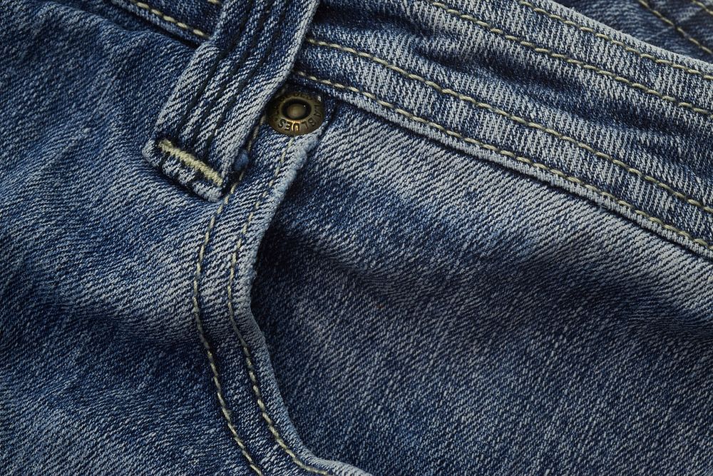 Free close up blue jeans pocket image, public domain CC0 image.