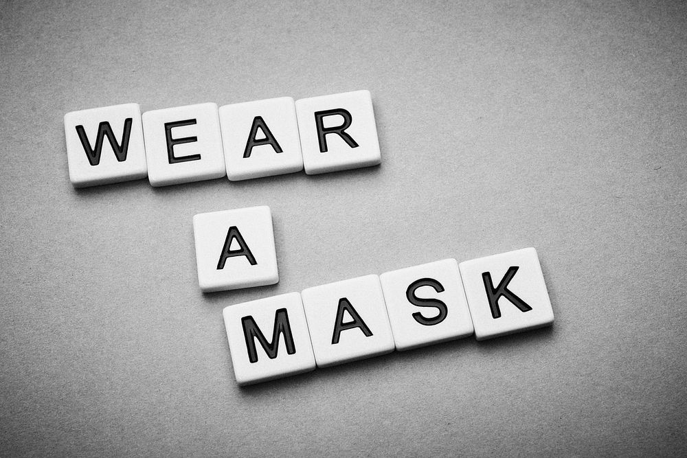 Wear a mask black & white, free public domain CC0 image.