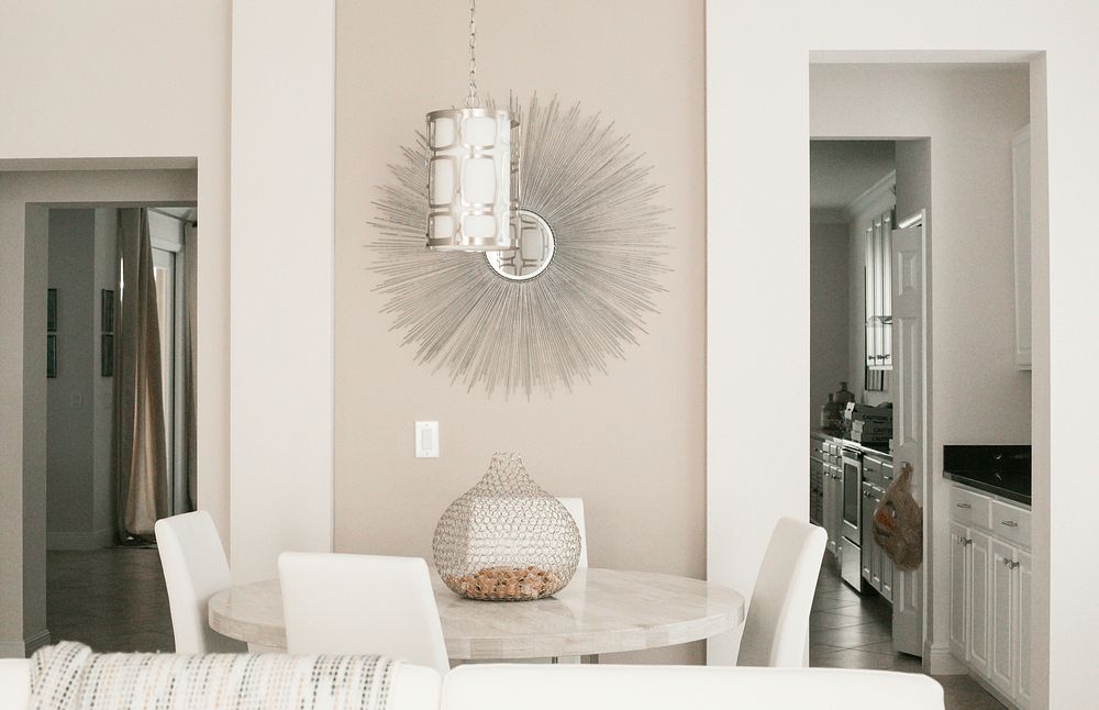 Free beige dining room image, public domain interior design CC0 photo.