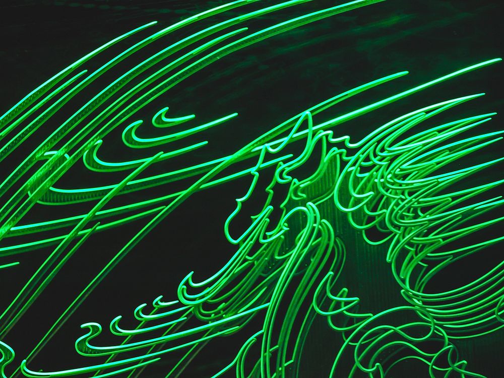 Free abstract green neon lights background image, public domain CC0 photo.