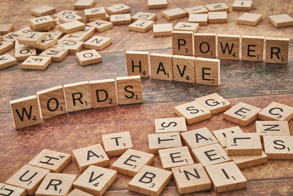 Free words have power wooden crossword image, public domain CC0 photo.