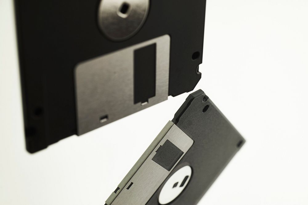 Free close up black floppy disk image, public domain computer CC0 photo.