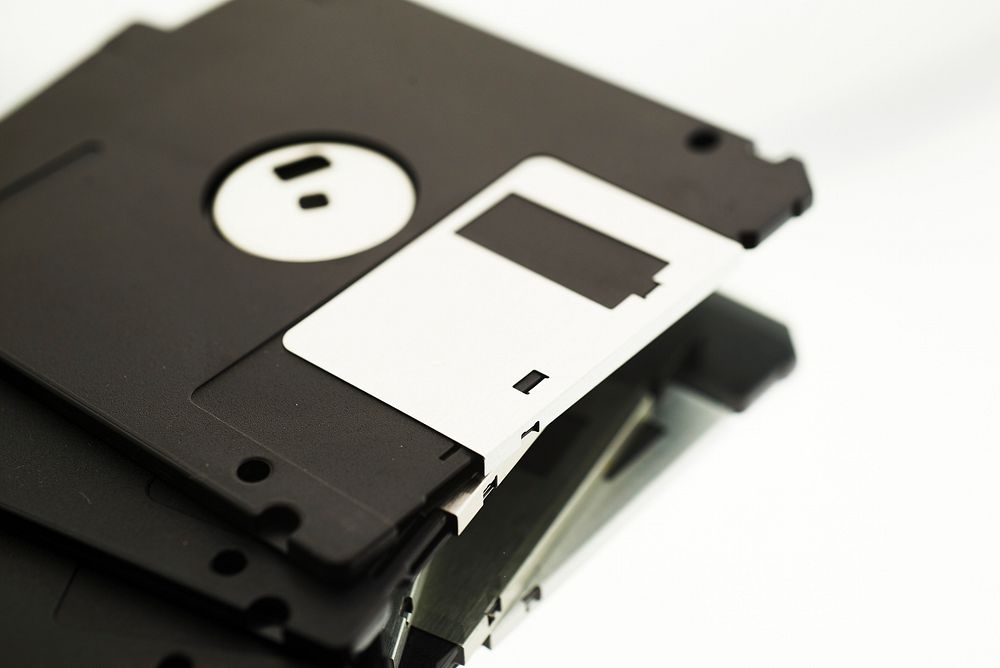 Free close up black floppy disk image, public domain computer CC0 photo.