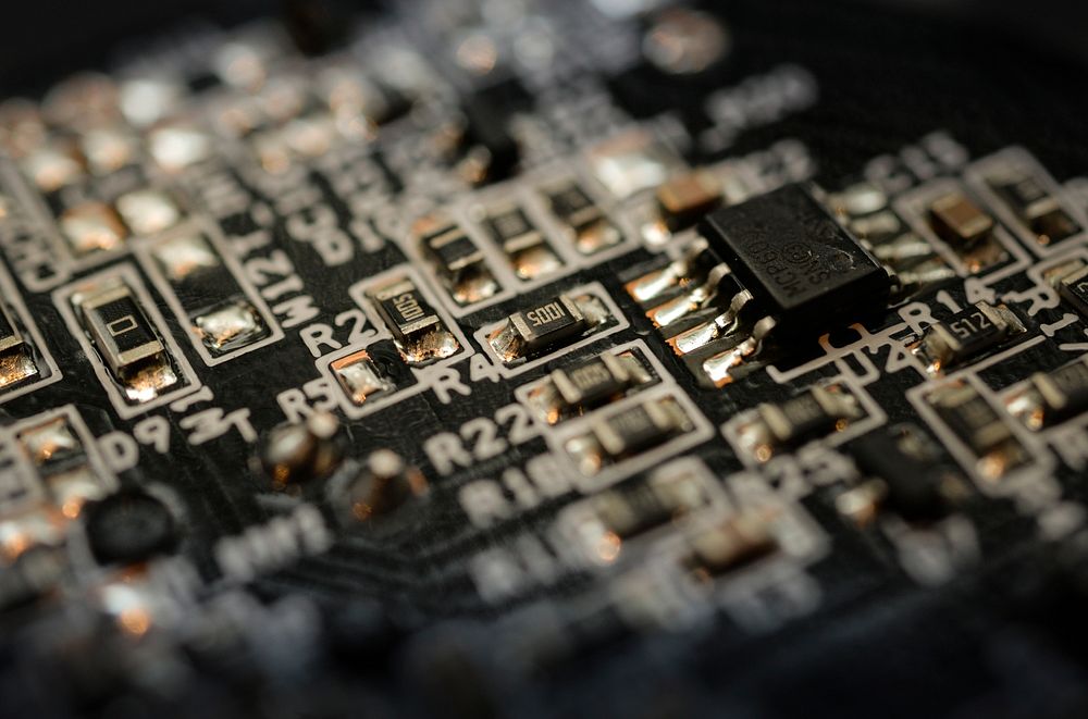 Free circuit board macro image, public domain CC0 photo.