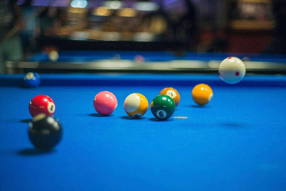 Free pool ball on pool table image, public domain CC0 photo.
