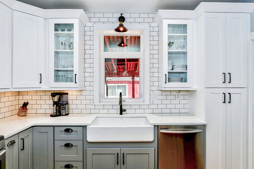 Free white kitchen interior design image, public domain interior design CC0 photo.