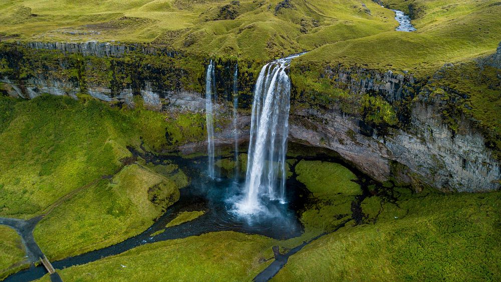 Free waterfall, nature background, public domain CC0 photo.