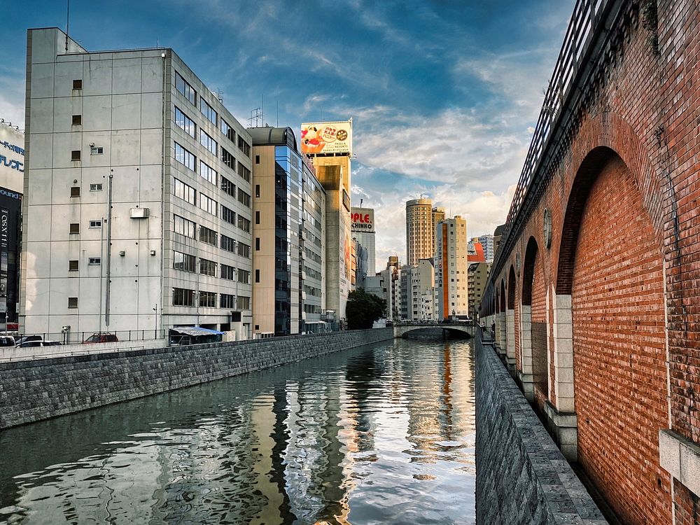 Building-Lined Canal, Tokyo, Japan