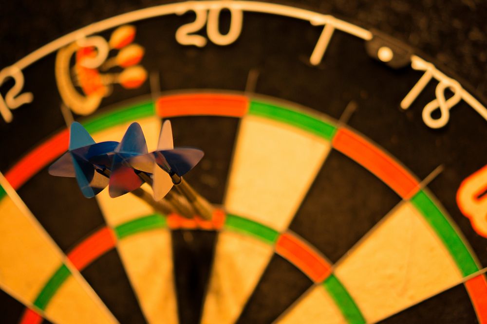 Free dart board closeup photo, public domain game CC0 image.