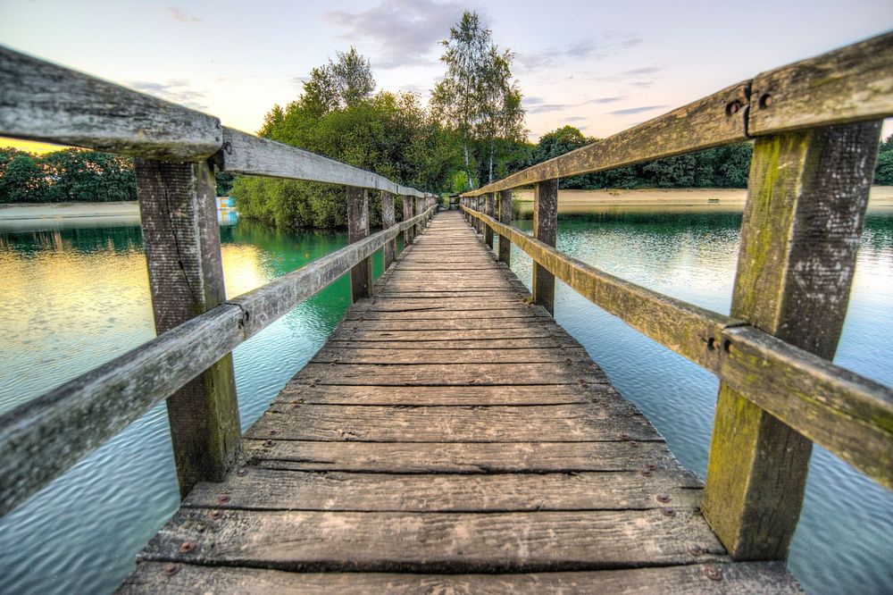 Wooden bridge at the lake