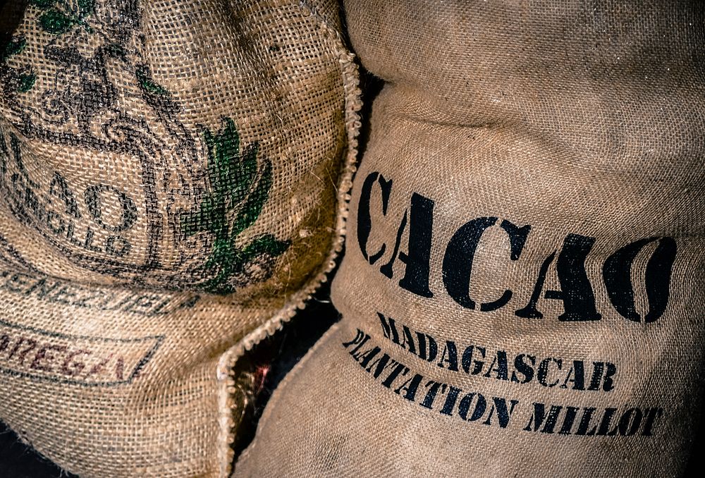 Free cocoa beans sack image, public domain food CC0 photo.