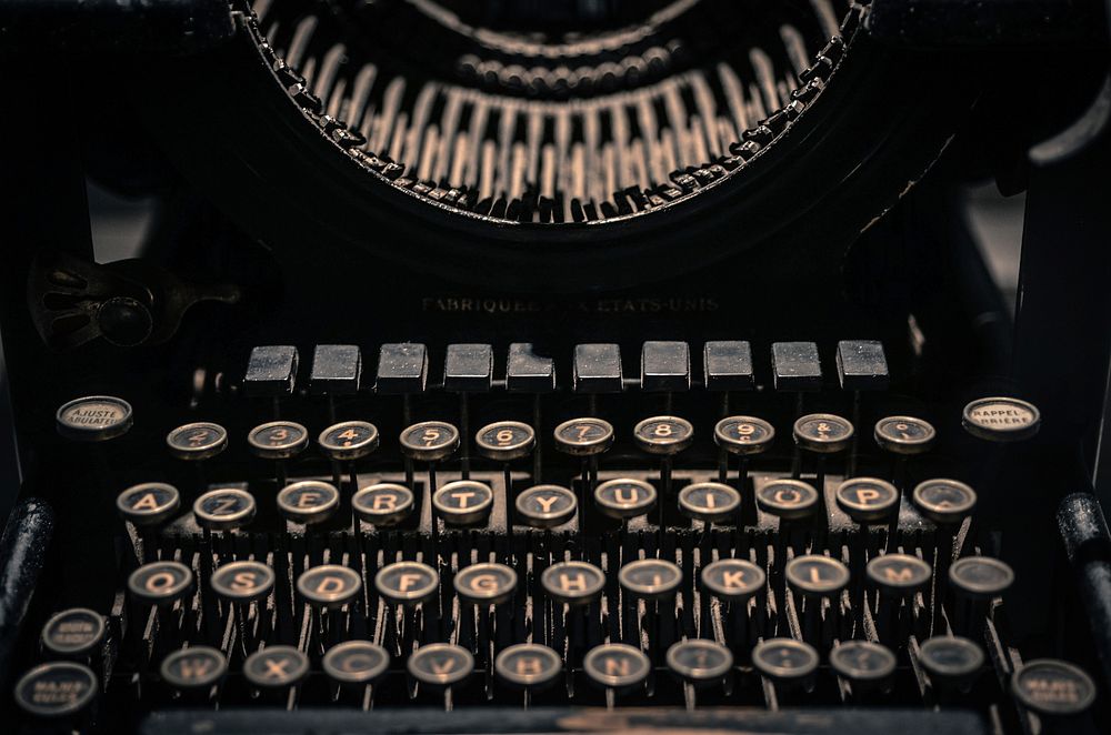 Close up black old typewriter image