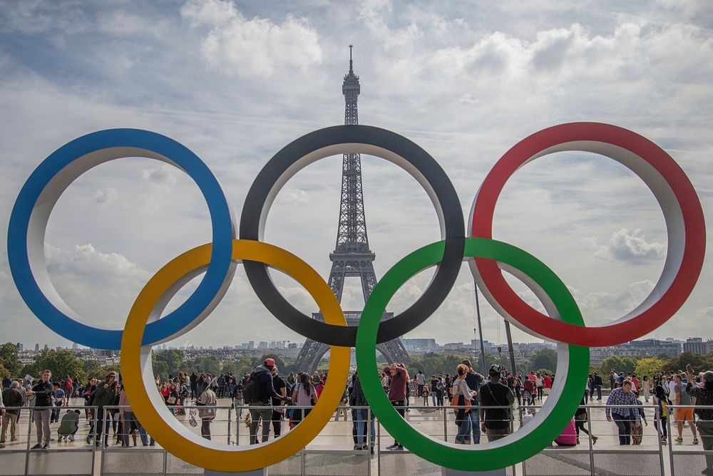 Olympic rings in Paris, 23 September 2017.