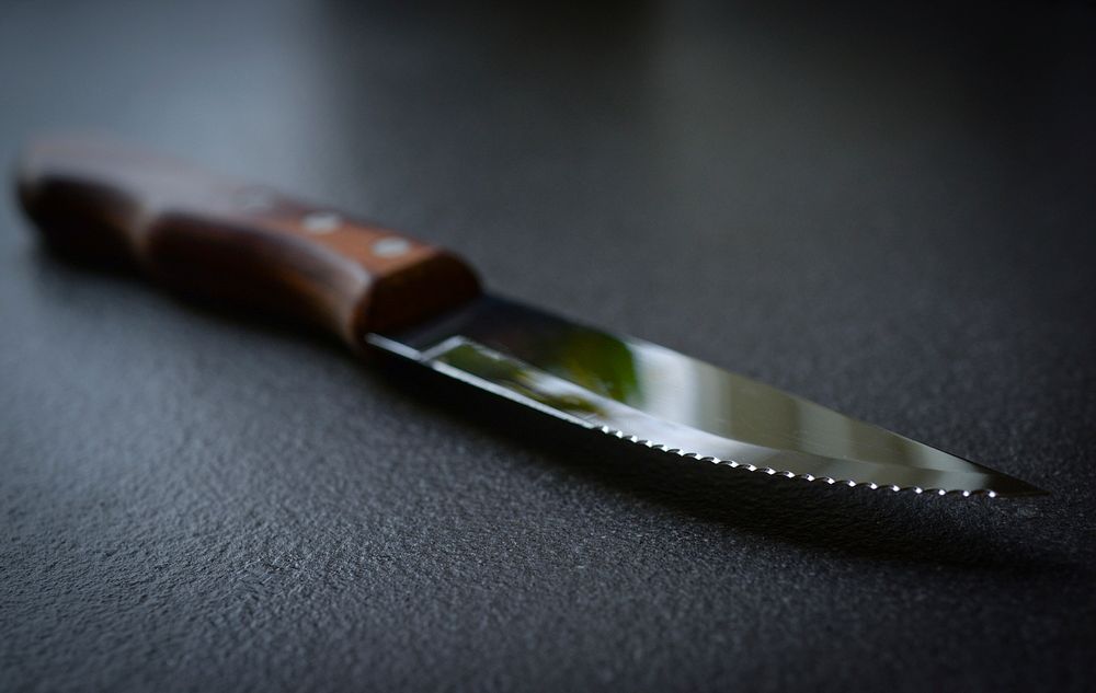 Close up steak knife image.