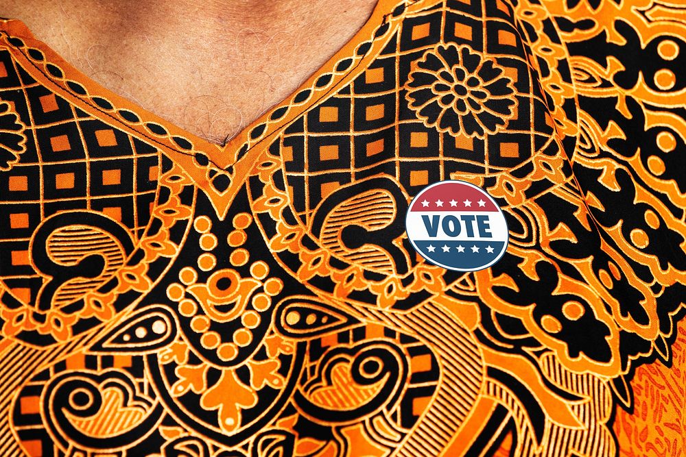 Vote sticker on a chest