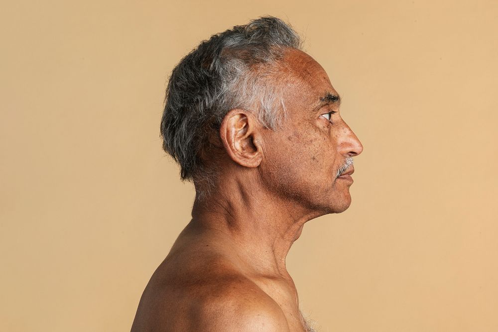 Mixed Indian senior man side profile shot