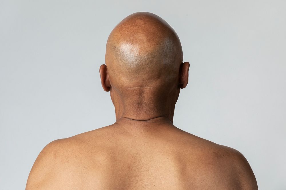 Back view of a senior African American man